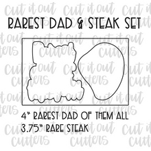 Load image into Gallery viewer, Rarest Dad &amp; Steak Cookie Cutter Set