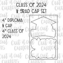 Load image into Gallery viewer, Class of 2024 &amp; Grad Cap Cookie Cutter Set
