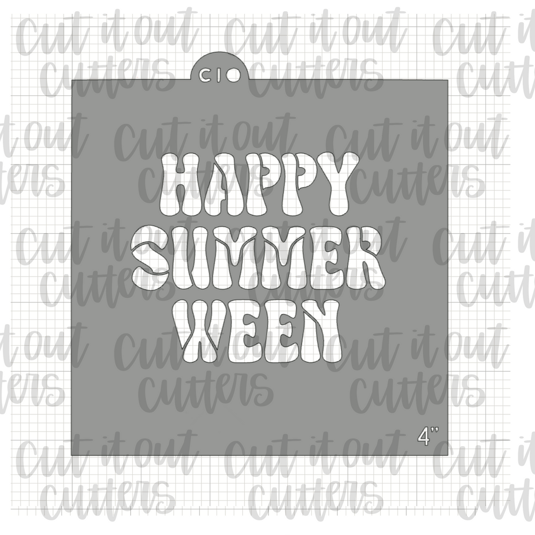 Retro Happy Summerween Cookie Stencil