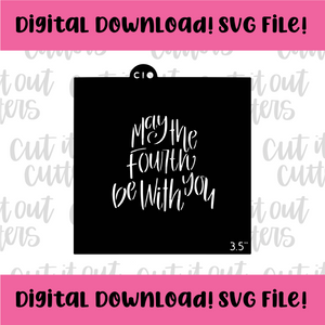 DIGITAL DOWNLOAD SVG File for 3.5" May The Fourth Be With You - Dark Mask Guy Stencil