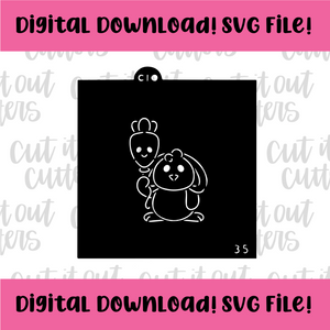 DIGITAL DOWNLOAD SVG File for 3.5" PYO Bunny with Carrot Balloon Stencil