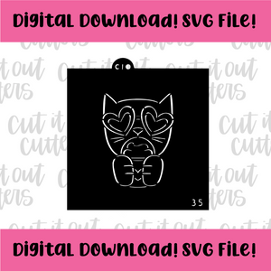 DIGITAL DOWNLOAD SVG File for 3.5" PYO Cat Love Stencil
