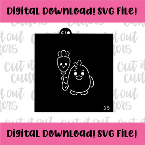 DIGITAL DOWNLOAD SVG File for 3.5" PYO Chick with Carrot Balloon Stencil