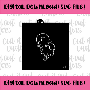 DIGITAL DOWNLOAD SVG File for 3.5" PYO Ice Cream Stencil