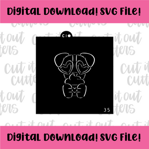 DIGITAL DOWNLOAD SVG File for 3.5" PYO Puppy Love Stencil