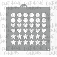 Load image into Gallery viewer, Circles, Hearts, and Stars Cookie Stencil