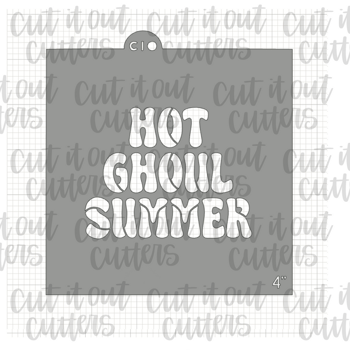 Retro Hot Ghoul Summer Cookie Stencil