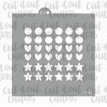 Load image into Gallery viewer, Circles, Hearts, and Stars Cookie Stencil