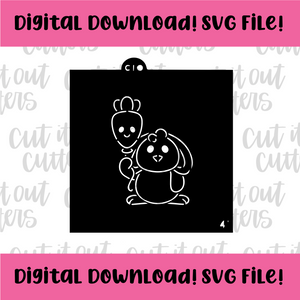 DIGITAL DOWNLOAD SVG File for 4" PYO Bunny with Carrot Balloon Stencil