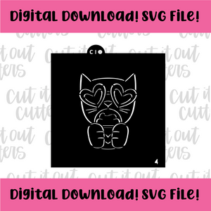 DIGITAL DOWNLOAD SVG File for 4" PYO Cat Love Stencil