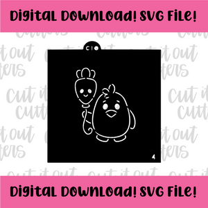 DIGITAL DOWNLOAD SVG File for 4" PYO Chick with Carrot Balloon Stencil