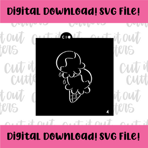 DIGITAL DOWNLOAD SVG File for 4" PYO Ice Cream Stencil