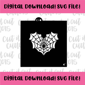 DIGITAL DOWNLOAD SVG File for 4" Spiderweb Heart- Just Web Stencil
