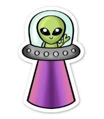 UFO with Beam Sticker