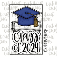 Load image into Gallery viewer, Class of 2024 &amp; Grad Cap Cookie Cutter Set