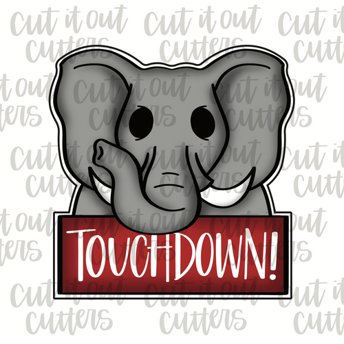Elephant Touchdown Plaque Cookie Cutter