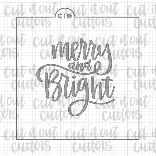 Merry & Bright (Script) Cookie Stencil - Fits Merry & Bright Platter Cutter