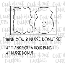 Load image into Gallery viewer, Thank You &amp; Nurse Donut Cookie Cutter Set