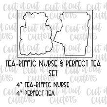 Load image into Gallery viewer, Tea-riffic Nurse &amp; Perfect Tea Cookie Cutter Set