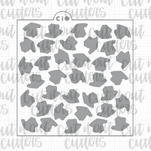 Load image into Gallery viewer, Scattered Grad Caps - 2 Piece - Cookie Stencil