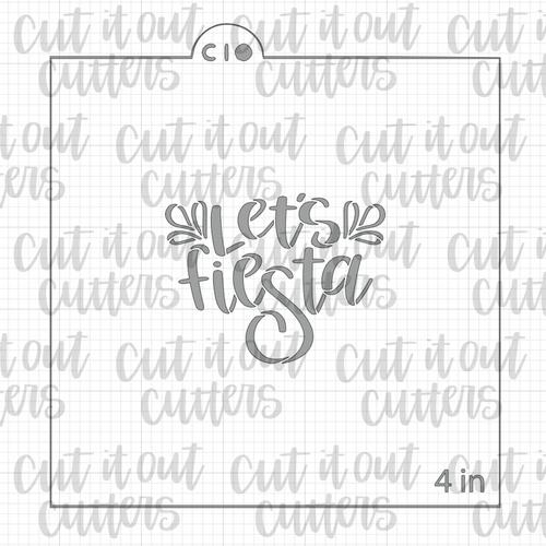 Worded Margarita - Let's Fiesta Cookie Stencil