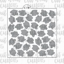 Load image into Gallery viewer, Scattered Grad Caps - 2 Piece - Cookie Stencil