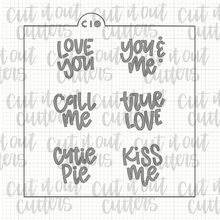 Load image into Gallery viewer, 2" Candy Hearts Cookie Stencil - Choose Version in Drop Down