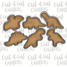 Load image into Gallery viewer, Frosted Dino (Dino Nuggets) Cookies Cookie Cutter Set