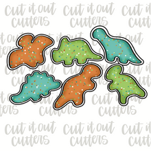 Load image into Gallery viewer, Frosted Dino (Dino Nuggets) Cookies Cookie Cutter Set