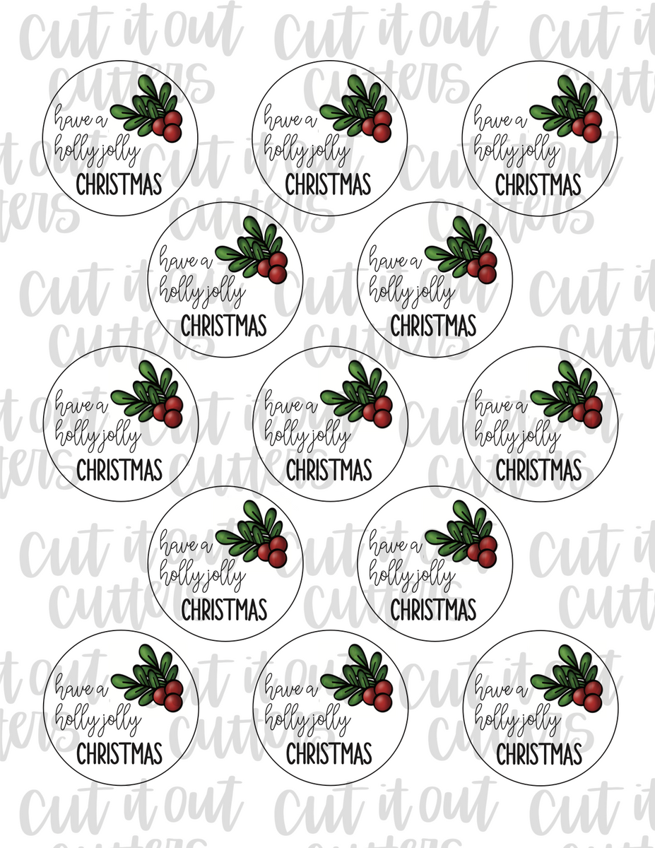Have A Holly Jolly Christmas - 2" Circle Tags - Digital Download – Cut ...
