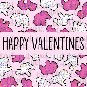 Happy Valentines (Frosted Animals)- 2" Square Tags - Digital Download