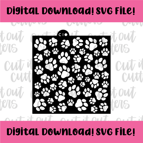DIGITAL DOWNLOAD SVG File for Scattered Paw Prints Stencil