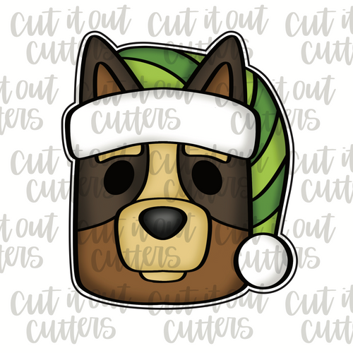 Pointy Ear Pup with Elf Hat Cookie Cutter