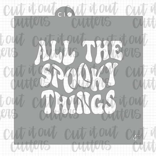 Retro All The Spooky Things Cookie Stencil
