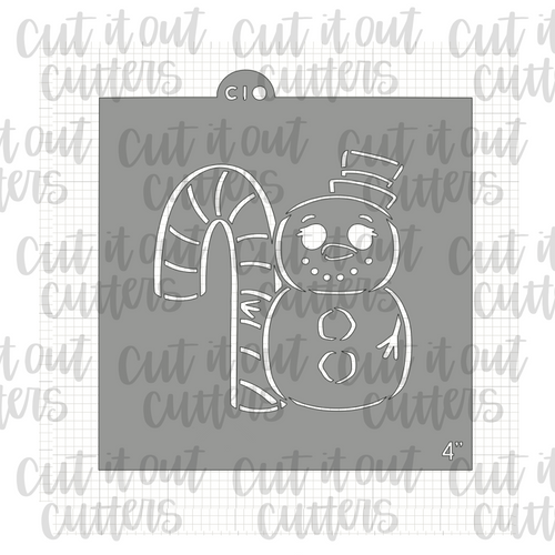 PYO Snowman Candy Cane Muggie Cookie Stencil