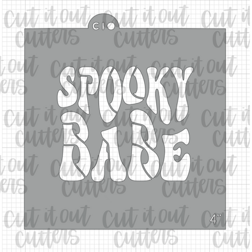 Retro Spooky Babe Cookie Stencil