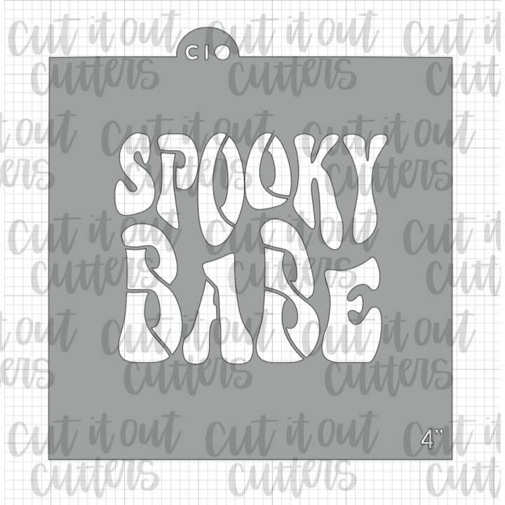 Retro Spooky Babe Cookie Stencil