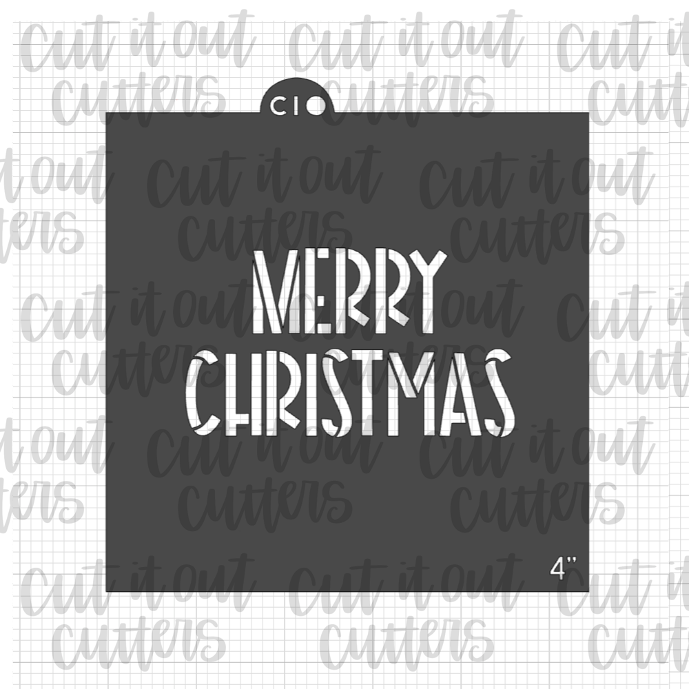 Colorful Merry Christmas 2 Cookie Stencil