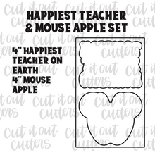 Load image into Gallery viewer, Happiest Teacher &amp; Mouse Apple Cookie Cutter Set