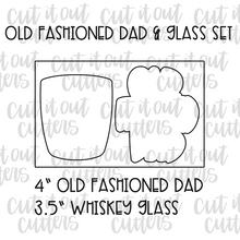 Load image into Gallery viewer, Old Fashioned Dad &amp; Whiskey Glass Cookie Cutter Set