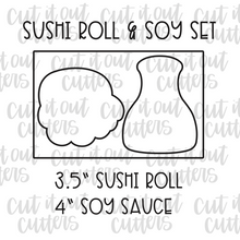 Load image into Gallery viewer, Sushi Roll &amp; Soy Cookie Cutter Set