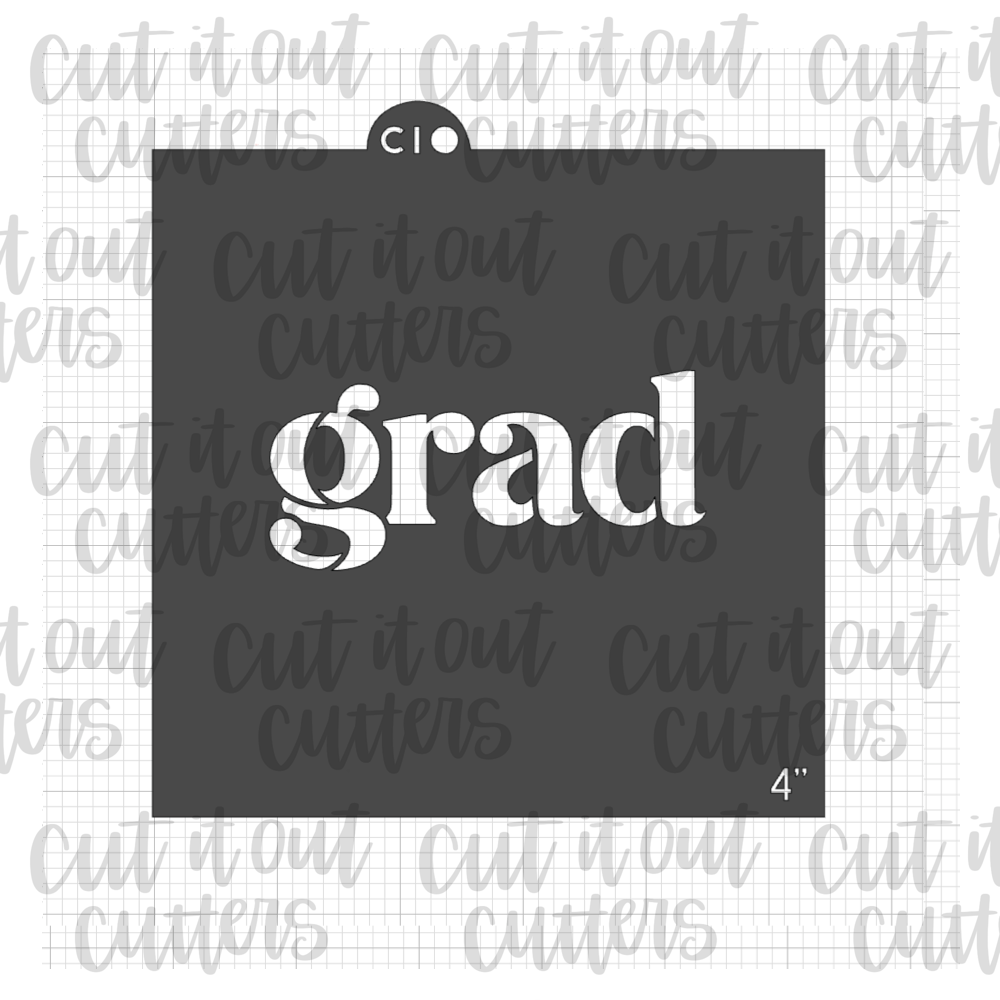 Grad - Fancy Text Cookie Stencil – Cut It Out Cutters