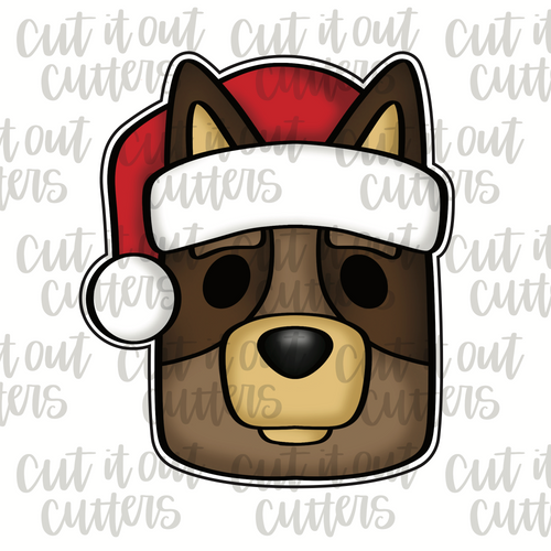 Pointy Ear Pup with Santa Hat Cookie Cutter