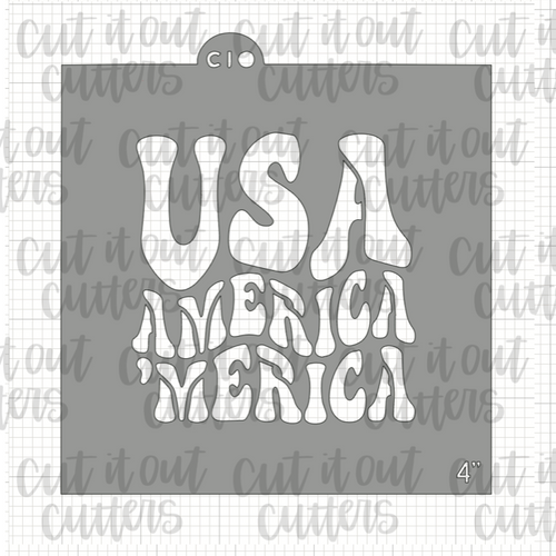 Retro USA America 'Merica Cookie Stencil