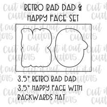 Load image into Gallery viewer, Retro Rad Dad &amp; Happy Face Cookie Cutter Set