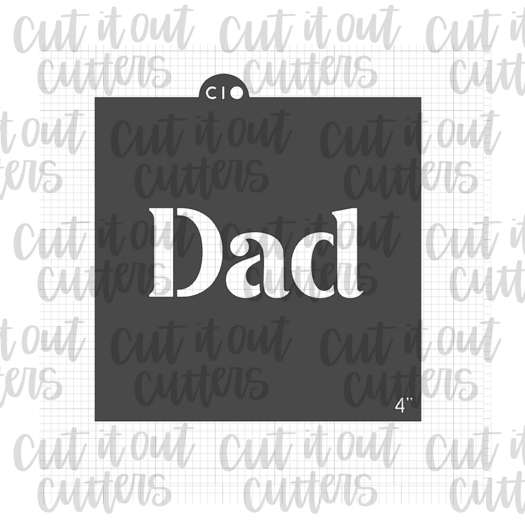 Dad - Fancy Text Cookie Stencil