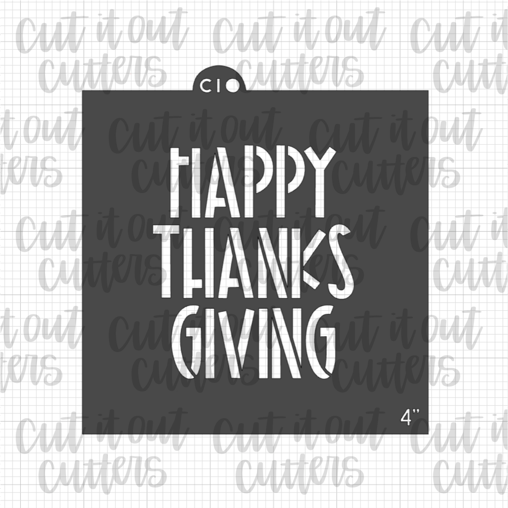Colorful Happy Thanks Giving Cookie Stencil