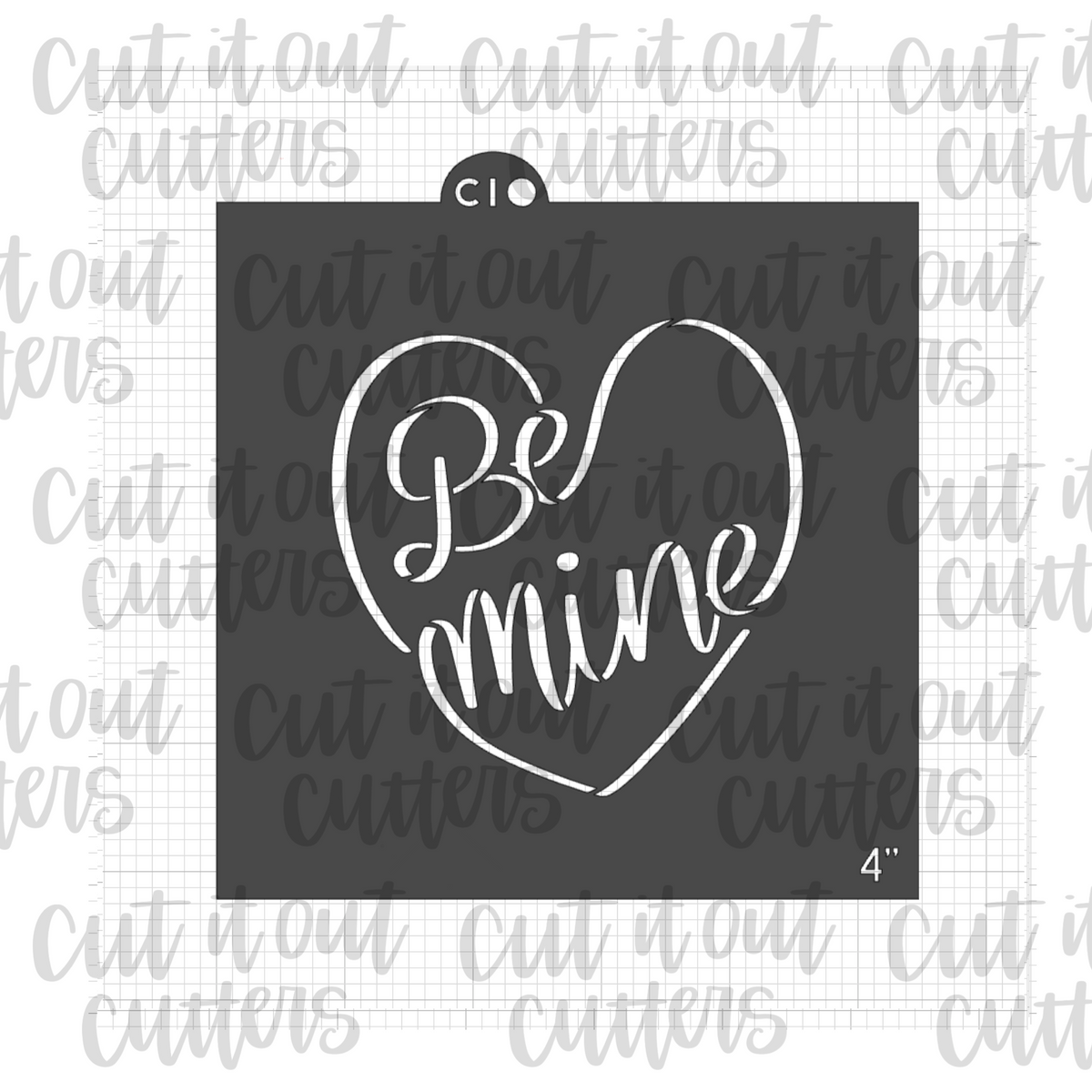 Cursive Be Mine Heart Cookie Stencil – Cut It Out Cutters