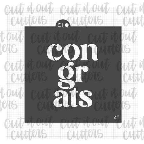 Congrats - Fancy Text Cookie Stencil