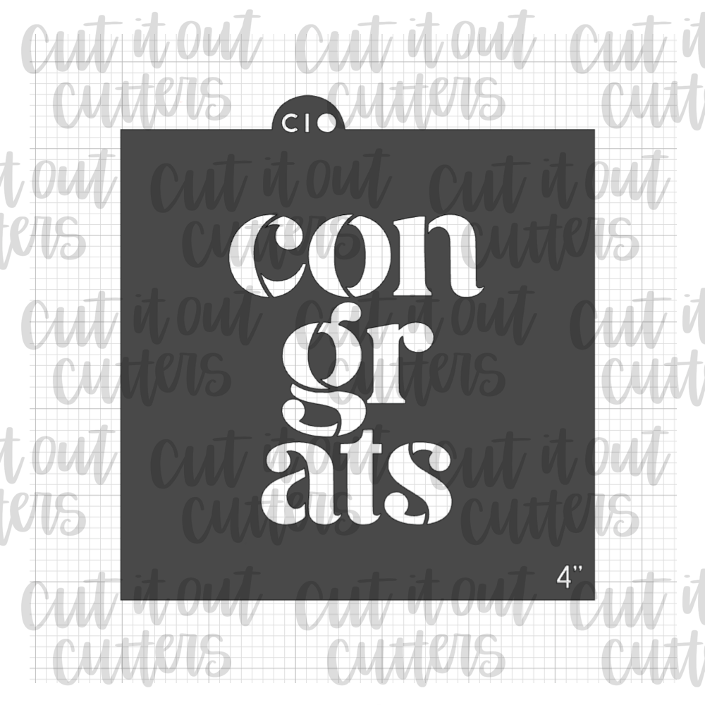 Congrats - Fancy Text Cookie Stencil